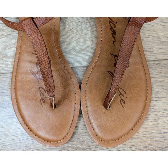 American Rag Krista T-Strap Slingback Thong Sandals Size 7.5 Brown Cognac Simple - Picture 3 of 11